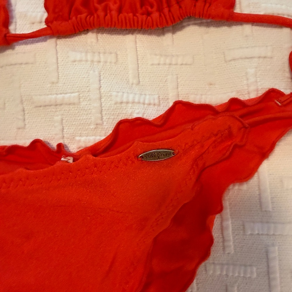 Luli Fama Orange ruffle String Triangle Bikini Set - Picture 5 of 5